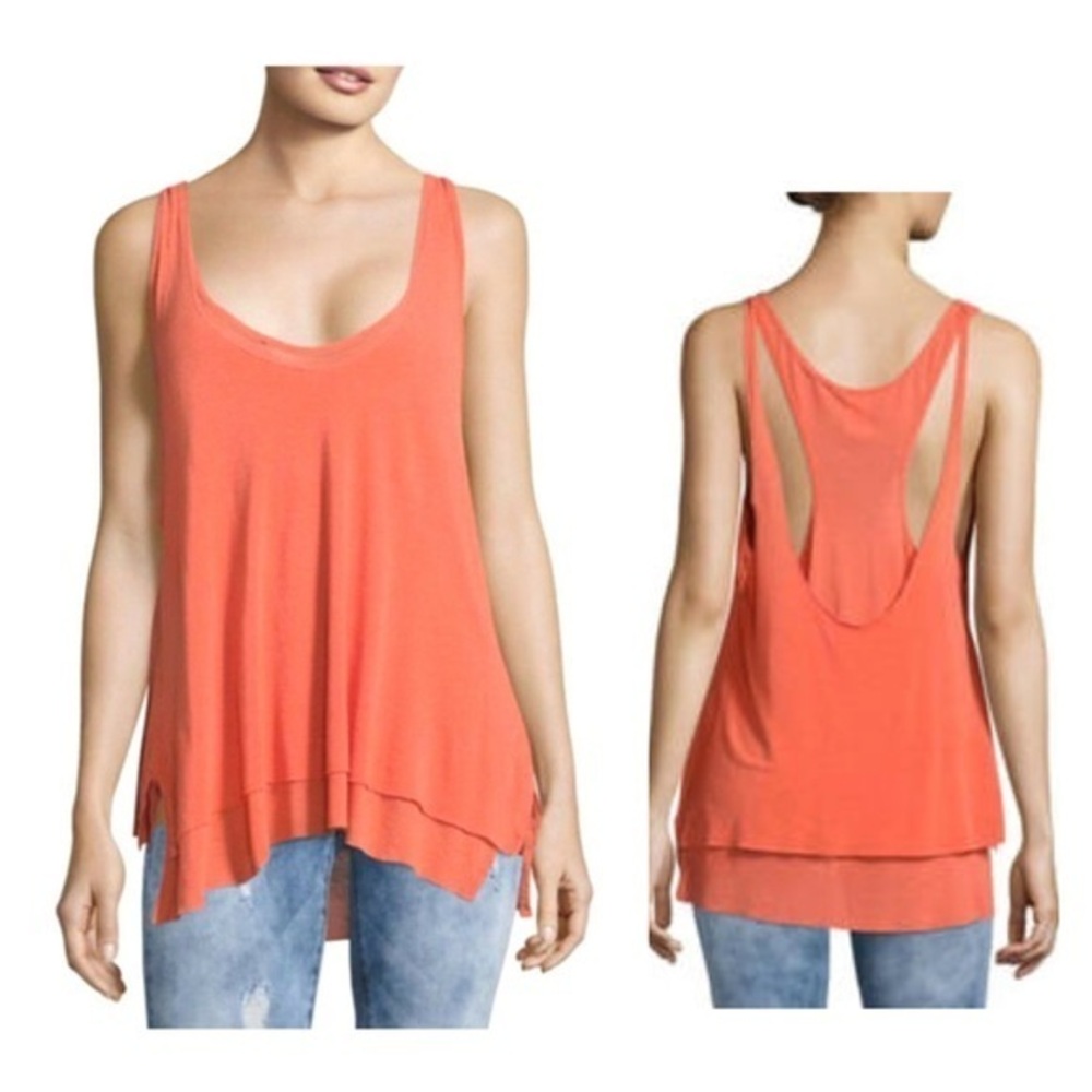 FREE PEOPLE “Karmen” Layered Tank-Coral-S